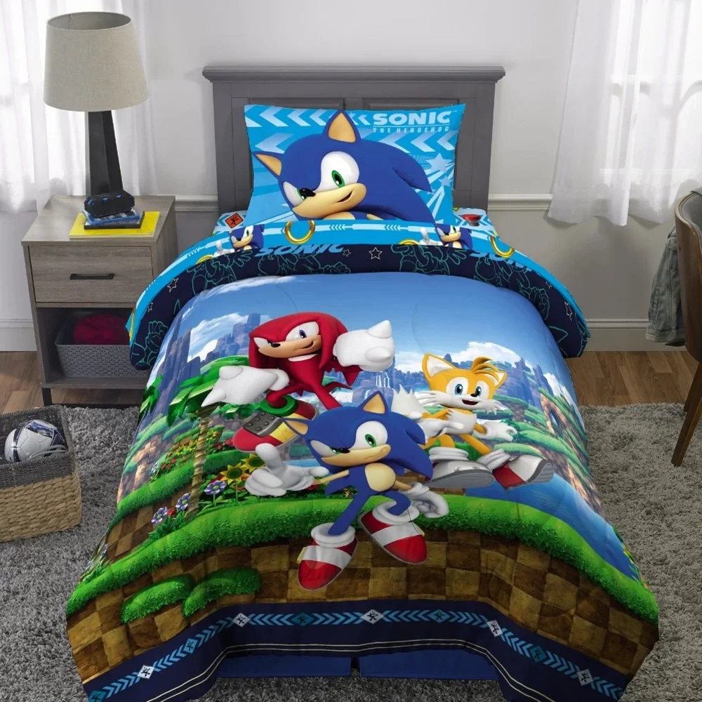 Sonic Tails Knuckles 2-Piece Reversible Bedding Comforter Set - Twin/Full